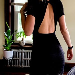 🌑 Open Back Black Mini Dress 🌑